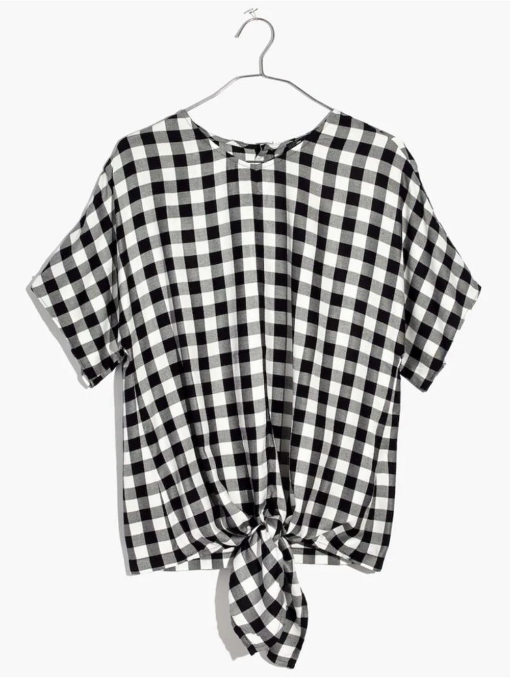 Madewell Button-Back Tie Tee in Buffalo Check